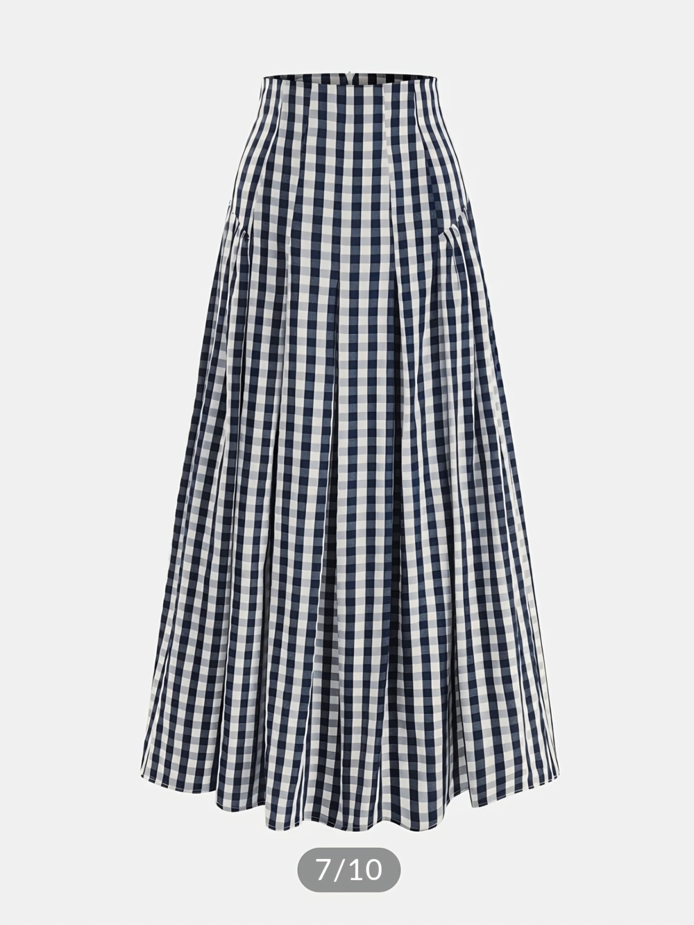Commense Navy and White Gingham Maxi Skirt